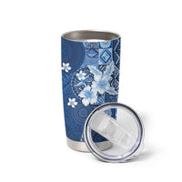 Hawaii Tapa Pattern With Navy Hibiscus Tumbler Cup LT05 - Polynesian Pride