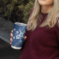 Hawaii Tapa Pattern With Navy Hibiscus Tumbler Cup LT05 - Polynesian Pride