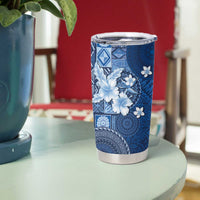 Hawaii Tapa Pattern With Navy Hibiscus Tumbler Cup LT05 - Polynesian Pride