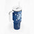 Hawaii Tapa Pattern With Navy Hibiscus Tumbler With Handle