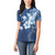 Hawaii Tapa Pattern With Navy Hibiscus Women Polo Shirt