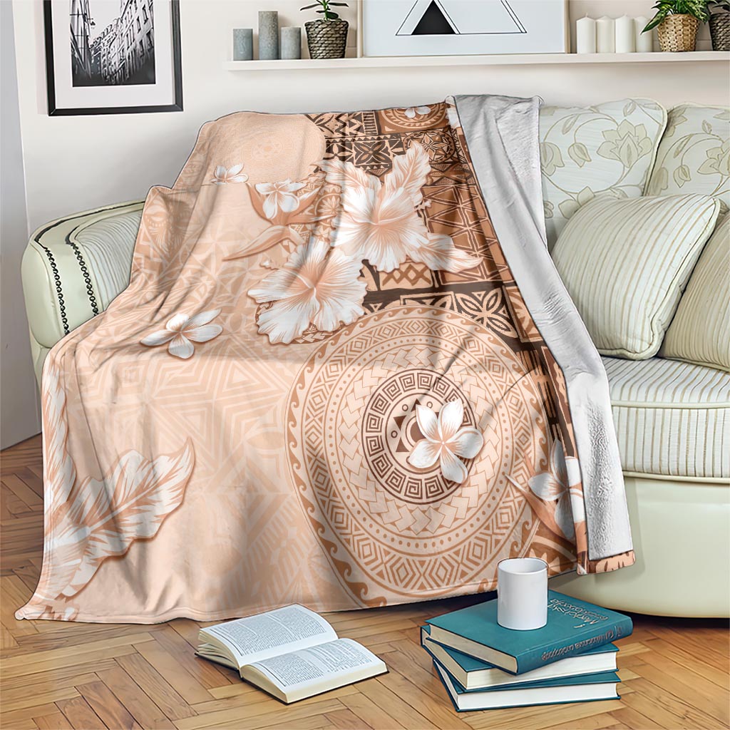 Hawaii Tapa Pattern With Brown Hibiscus Blanket LT05 Brown - Polynesian Pride