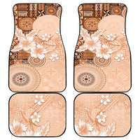 Hawaii Tapa Pattern With Brown Hibiscus Car Mats LT05 - Polynesian Pride