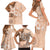 Hawaii Tapa Pattern With Brown Hibiscus Family Matching Short Sleeve Bodycon Dress and Hawaiian Shirt