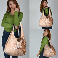 Hawaii Tapa Pattern With Brown Hibiscus Grocery Bag LT05 - Polynesian Pride