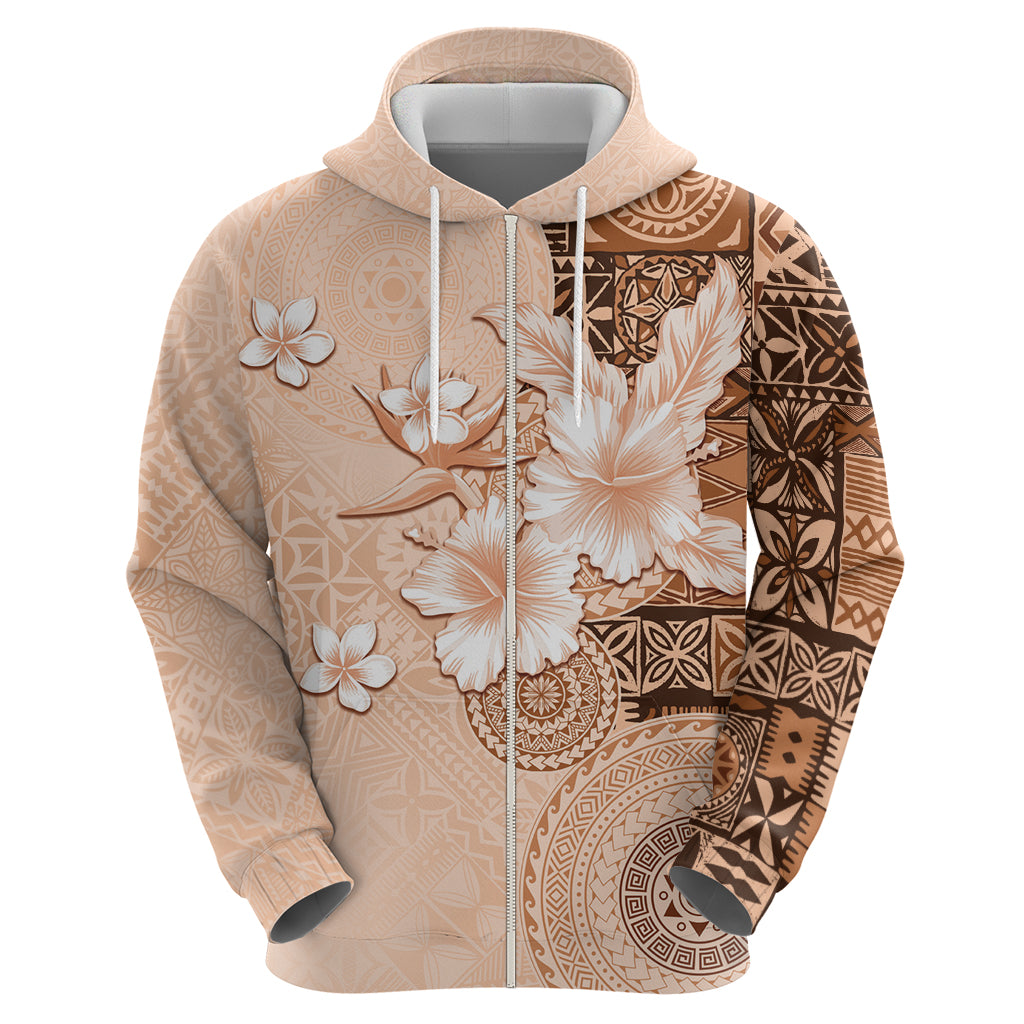 Hawaii Tapa Pattern With Brown Hibiscus Hoodie LT05 - Polynesian Pride