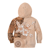 Hawaii Tapa Pattern With Brown Hibiscus Kid Hoodie LT05 - Polynesian Pride