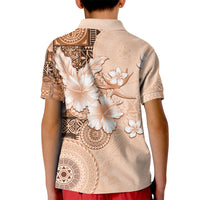 Hawaii Tapa Pattern With Brown Hibiscus Kid Polo Shirt LT05 - Polynesian Pride