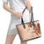 Hawaii Tapa Pattern With Brown Hibiscus Leather Tote Bag