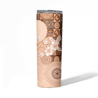 Hawaii Tapa Pattern With Brown Hibiscus Skinny Tumbler LT05 - Polynesian Pride