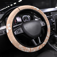 Hawaii Tapa Pattern With Brown Hibiscus Steering Wheel Cover LT05 Universal Fit Brown - Polynesian Pride