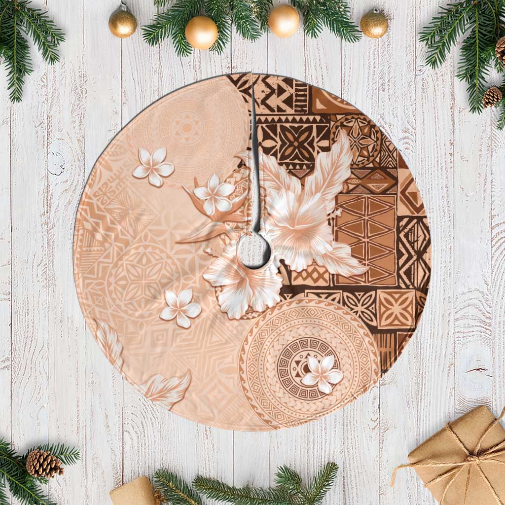 Hawaii Tapa Pattern With Brown Hibiscus Tree Skirt LT05 Casual Brown - Polynesian Pride