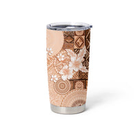 Hawaii Tapa Pattern With Brown Hibiscus Tumbler Cup LT05 - Polynesian Pride