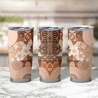 Hawaii Tapa Pattern With Brown Hibiscus Tumbler Cup LT05 - Polynesian Pride