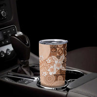 Hawaii Tapa Pattern With Brown Hibiscus Tumbler Cup LT05 - Polynesian Pride