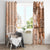 Hawaii Tapa Pattern With Brown Hibiscus Window Curtain