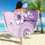 Hawaii Tapa Pattern With Violet Hibiscus Beach Blanket