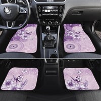 Hawaii Tapa Pattern With Violet Hibiscus Car Mats LT05 Set 4pcs Violet - Polynesian Pride