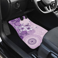 Hawaii Tapa Pattern With Violet Hibiscus Car Mats LT05 - Polynesian Pride