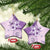 Hawaii Tapa Pattern With Violet Hibiscus Ceramic Ornament