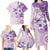 Hawaii Tapa Pattern With Violet Hibiscus Family Matching Long Sleeve Bodycon Dress and Hawaiian Shirt