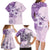 Hawaii Tapa Pattern With Violet Hibiscus Family Matching Long Sleeve Bodycon Dress and Hawaiian Shirt