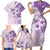 Hawaii Tapa Pattern With Violet Hibiscus Family Matching Short Sleeve Bodycon Dress and Hawaiian Shirt