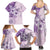 Hawaii Tapa Pattern With Violet Hibiscus Family Matching Summer Maxi Dress and Hawaiian Shirt