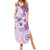 Hawaii Tapa Pattern With Violet Hibiscus Family Matching Summer Maxi Dress and Hawaiian Shirt