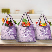 Hawaii Tapa Pattern With Violet Hibiscus Grocery Bag LT05 3-pack One Size Violet - Polynesian Pride