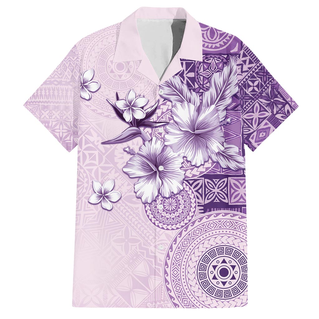 Hawaii Tapa Pattern With Violet Hibiscus Hawaiian Shirt LT05 Violet - Polynesian Pride