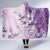 Hawaii Tapa Pattern With Violet Hibiscus Hooded Blanket