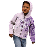Hawaii Tapa Pattern With Violet Hibiscus Kid Hoodie LT05 - Polynesian Pride