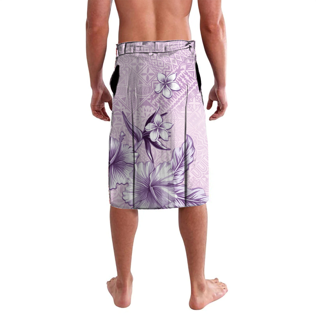 Hawaii Tapa Pattern With Violet Hibiscus Lavalava LT05 - Polynesian Pride