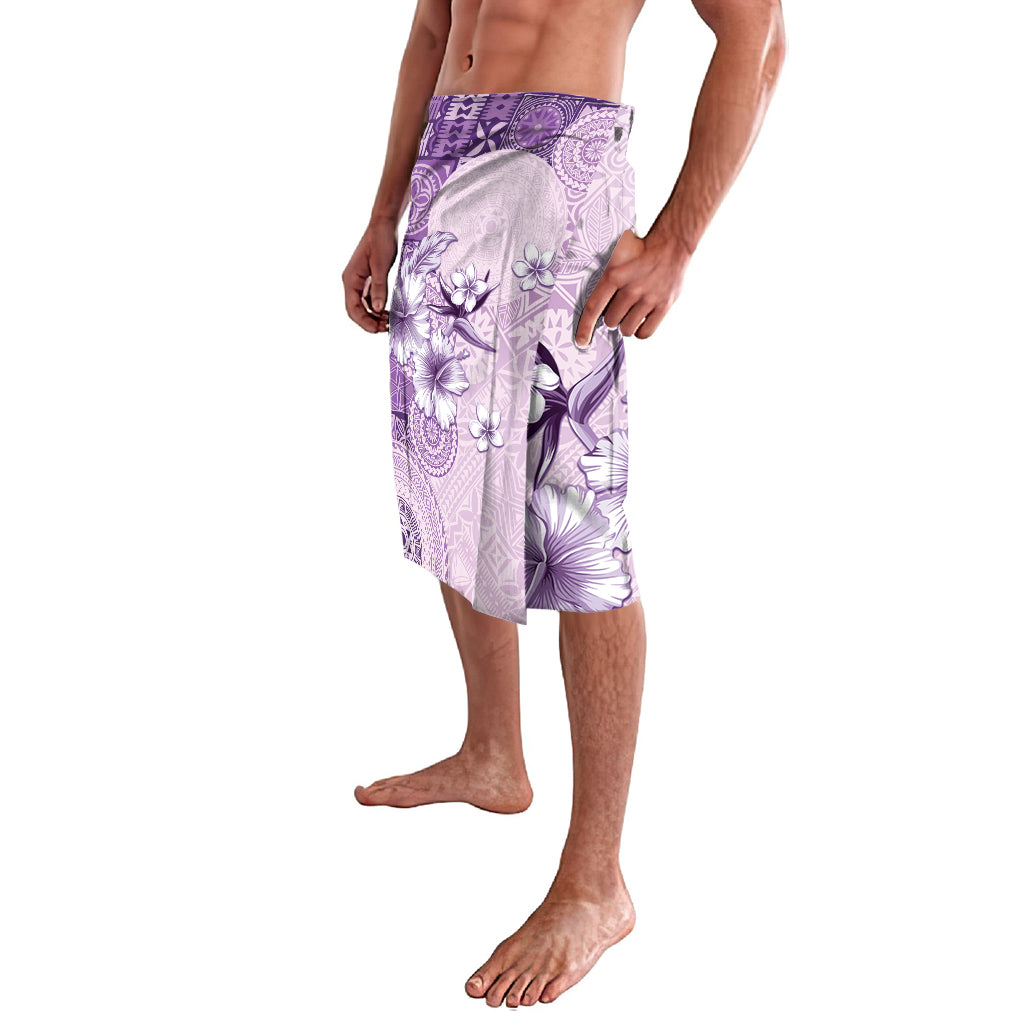Hawaii Tapa Pattern With Violet Hibiscus Lavalava LT05 - Polynesian Pride