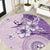 Hawaii Tapa Pattern With Violet Hibiscus Round Carpet