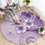 Hawaii Tapa Pattern With Violet Hibiscus Round Carpet