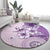 Hawaii Tapa Pattern With Violet Hibiscus Round Carpet