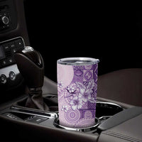 Hawaii Tapa Pattern With Violet Hibiscus Tumbler Cup LT05 - Polynesian Pride