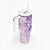 Hawaii Tapa Pattern With Violet Hibiscus Tumbler With Handle