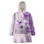 Hawaii Tapa Pattern With Violet Hibiscus Wearable Blanket Hoodie