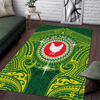 American Samoa Manua Cession Day Area Rug Up Up The Moa LT05 Green - Polynesian Pride
