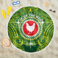 American Samoa Manua Cession Day Beach Blanket Up Up The Moa LT05 One Size 150cm Green - Polynesian Pride