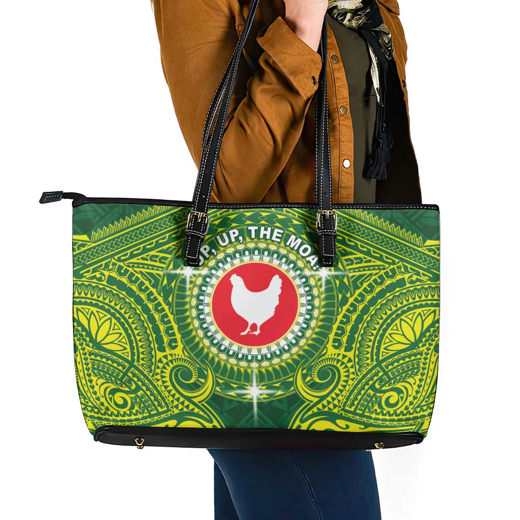 American Samoa Manua Cession Day Leather Tote Bag Up Up The Moa LT05 - Polynesian Pride