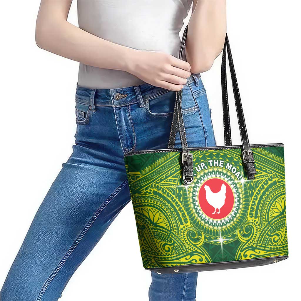 American Samoa Manua Cession Day Leather Tote Bag Up Up The Moa LT05 - Polynesian Pride