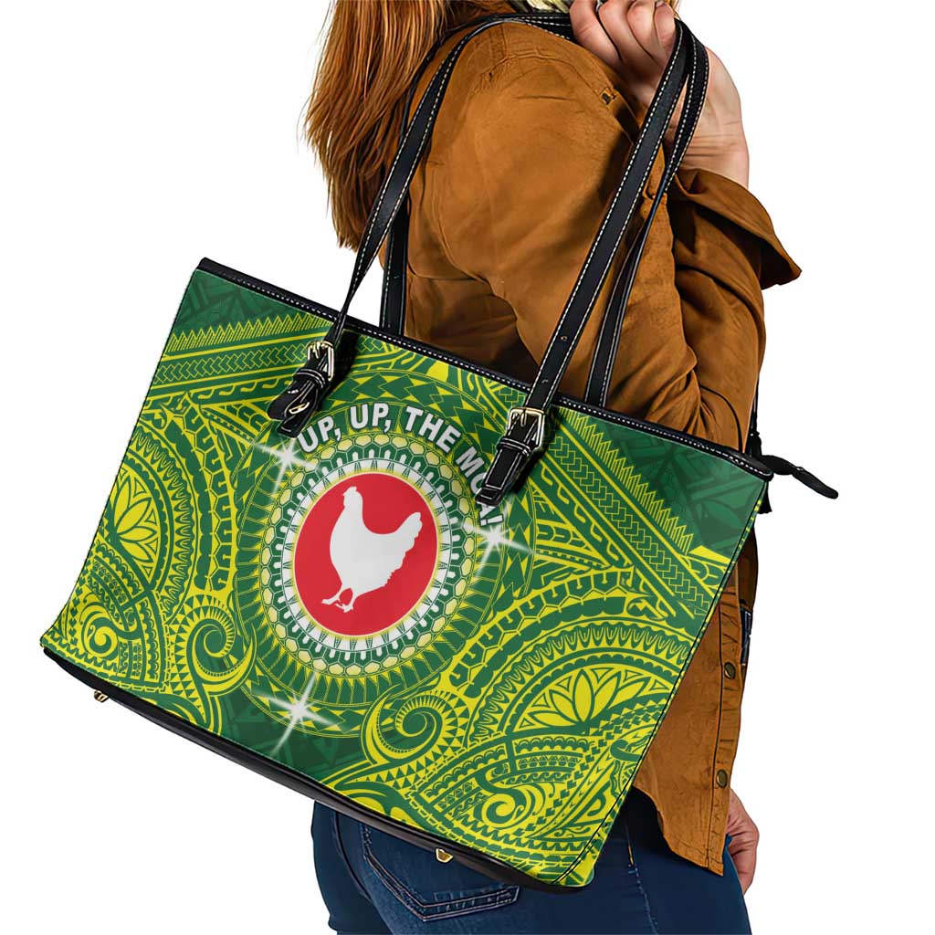 American Samoa Manua Cession Day Leather Tote Bag Up Up The Moa LT05 - Polynesian Pride