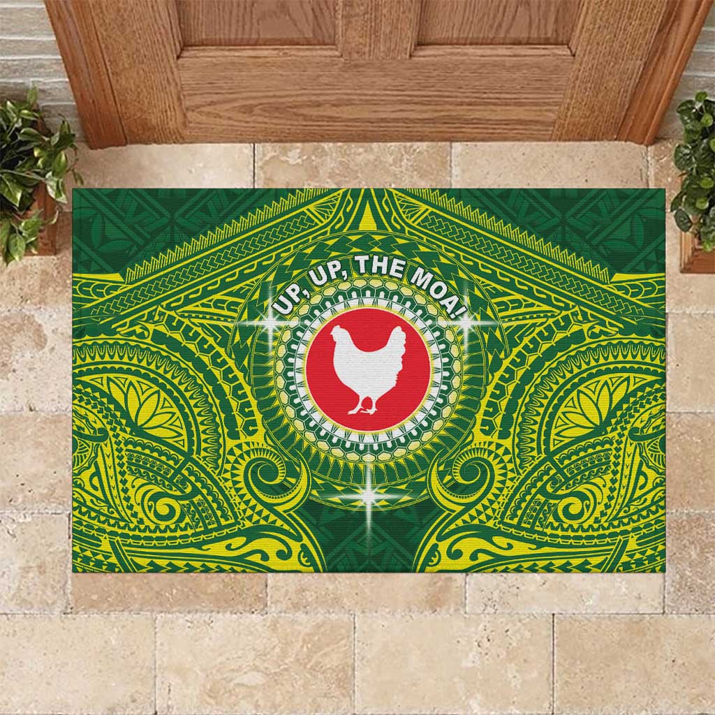 American Samoa Manua Cession Day Rubber Doormat Up Up The Moa LT05 Green - Polynesian Pride