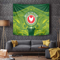 American Samoa Manua Cession Day Tapestry Up Up The Moa LT05 Green - Polynesian Pride