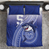 Samoana High School Bedding Set Polynesian Tribal Shark LT05 Blue - Polynesian Pride