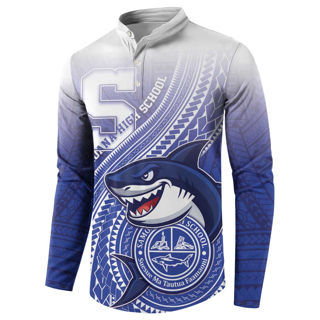 Personalized Samoana High School Button Sweatshirt Polynesian Tribal Shark LT05 - Polynesian Pride